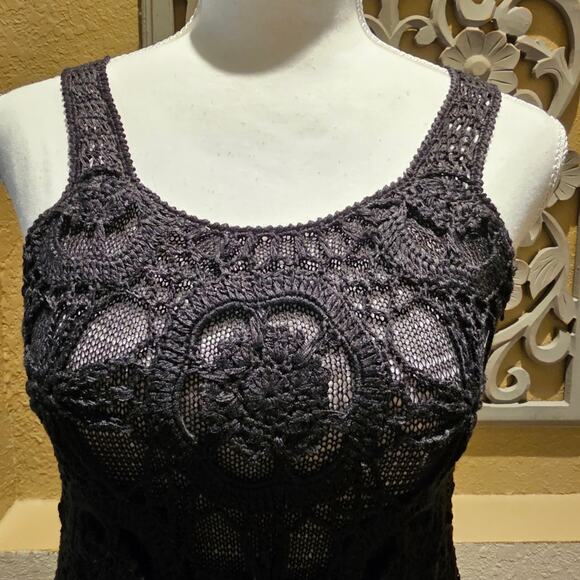 Sacred Trends Y2K Crochet Top S Black Grunge Goth Witchy Romantic Cottagecore - Picture 7 of 10